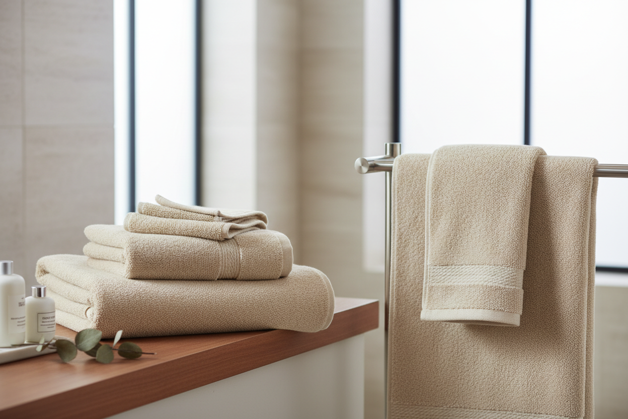 serviette de bain beige