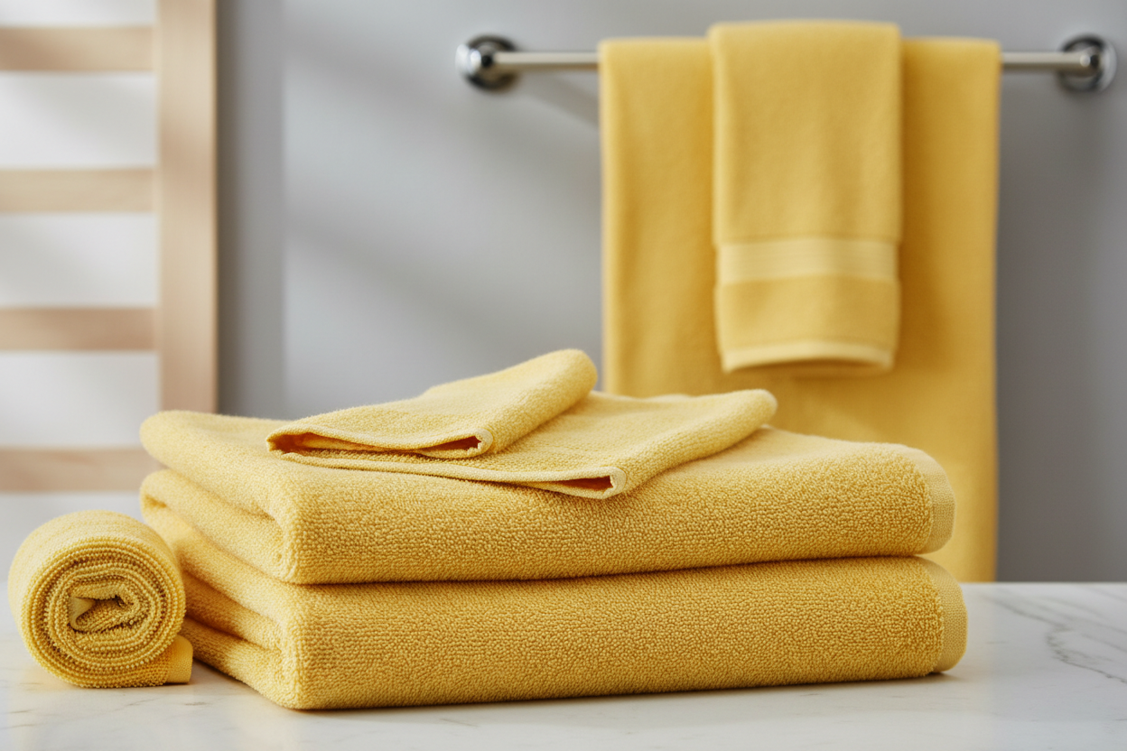 serviette de bain jaune