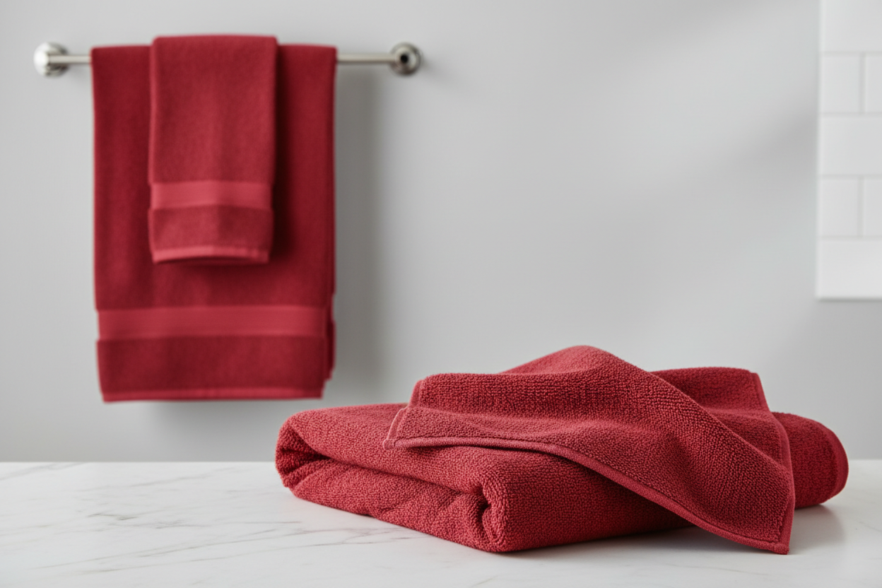 serviette de bain rouge